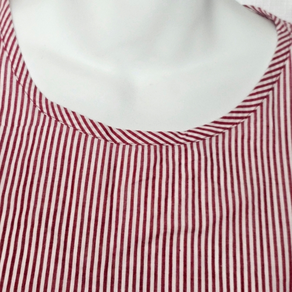 Red Pinstripe Blouse M Solitaire - Picture 7 of 8